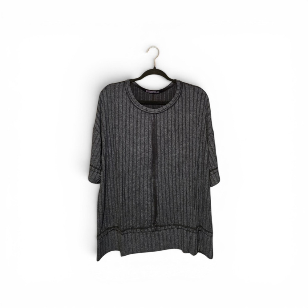 Zenana Women Charcoal Ribbed Knit Oversized Tunic Top S/M or L/XL price per top